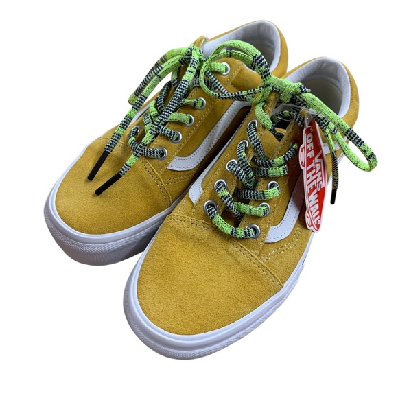 Vans Old Skool Stacked Multi Lace Gold Yellow Suede Platform Sneakers womens 7 - Picture 1 of 8
